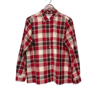 Pendleton 100% Virgin Wool Red Multicolor Plaid Long Sleeve Button Down Shirt